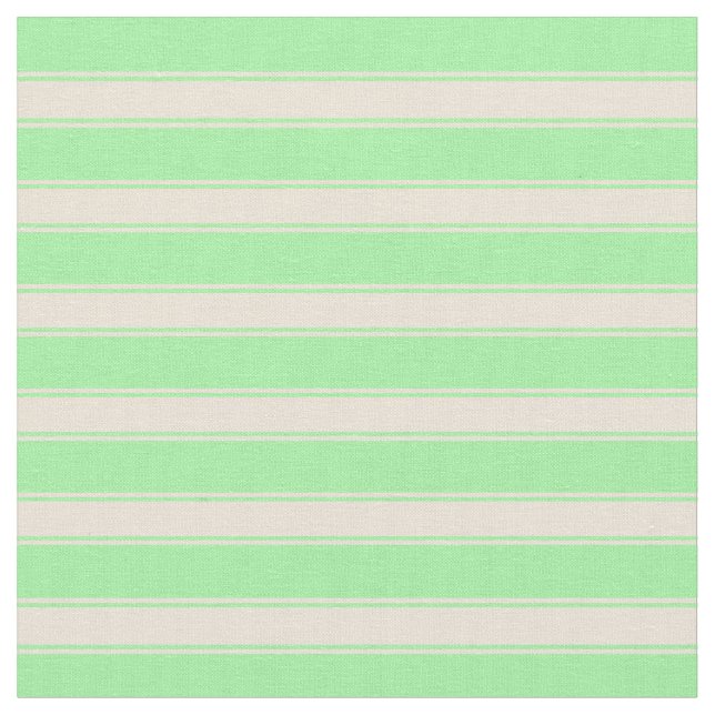 Green & Bisque Lined/Striped Pattern Fabric (Close Up)