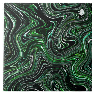 Green & Black Abstract Marble Ceramic Tile