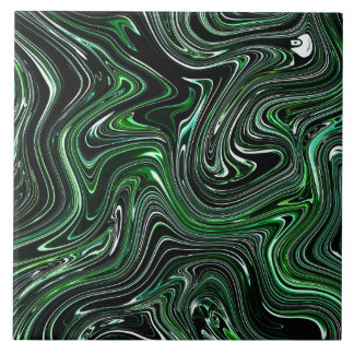 Green & Black Abstract Marble Ceramic Tile