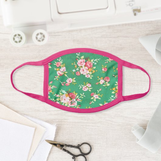 green  Black All Over Cotton & Poly Blend Facemask Face Mask (Insitu)