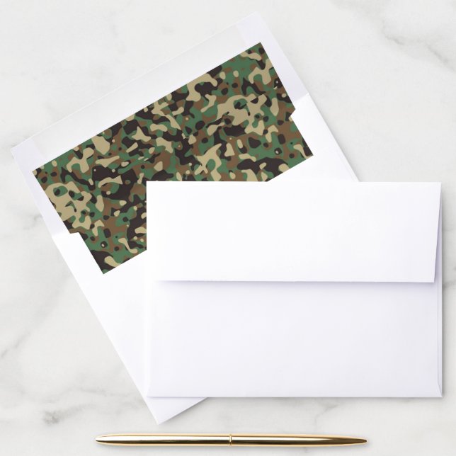 Green, black and brown camouflage pattern envelope liner (Desk)