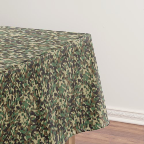 Green black and brown camouflage pattern tablecloth