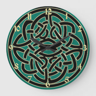 Green Black and Gold Celtic Knot Wall Clock