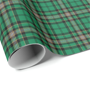 Green, Black, and Gold Sporty Plaid Pattern Wrapping Paper