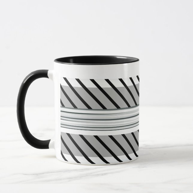 Green, Black and gray striped pattern mug (Left)