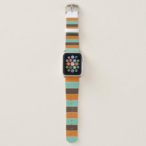 Green black and orange stripes pattern apple watch band