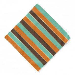 Green, black and orange stripes pattern bandana