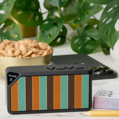 Green black and orange stripes pattern bluetooth speaker