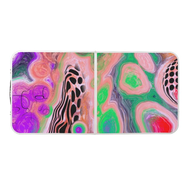 Green, Black and Purple Modern abstract art Beer Pong Table (Top)