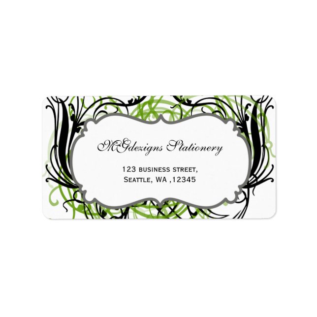 green black and white Chic Business address labels (Front)