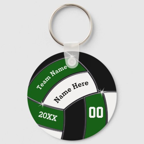 Green Black and White Custom Volleyball Keychains