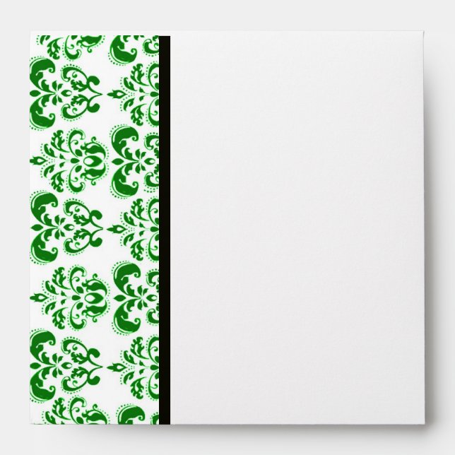 GREEN BLACK AND WHITE DAMASK ENVELOPE (Front)