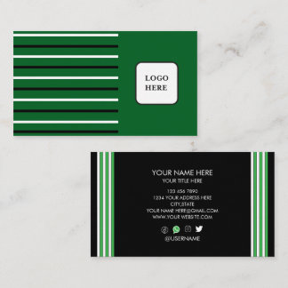 Green Black And White Line Art Business Card