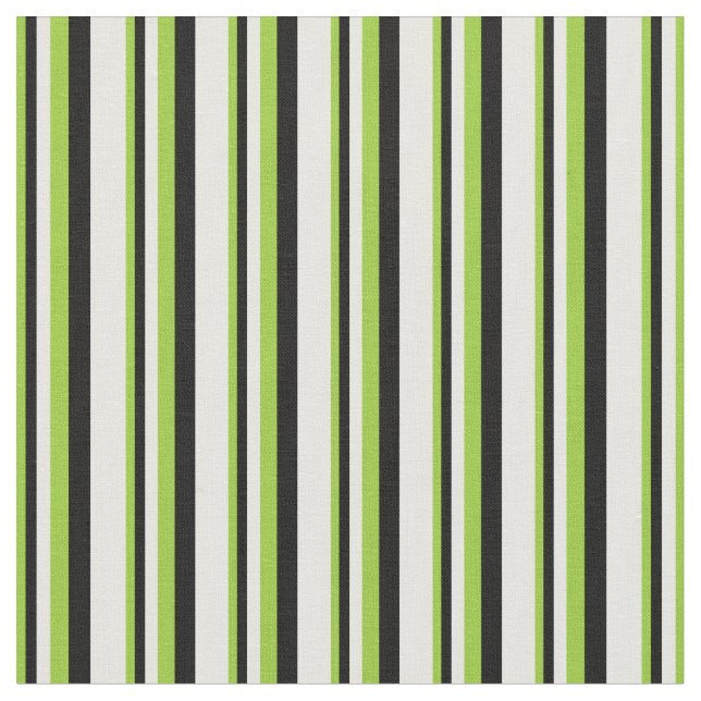 Green, Black, and White Striped Pattern Fabric (Close Up)