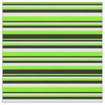 [ Thumbnail: Green, Black, and White Stripes/Lines Pattern Fabric ]
