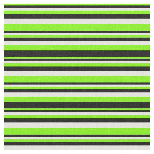Green, Black, and White Stripes/Lines Pattern Fabric