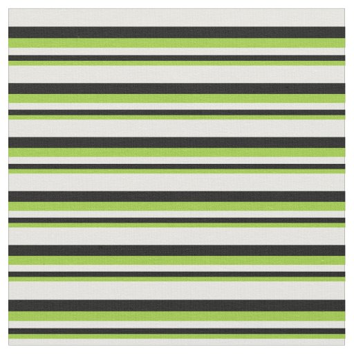 Green, Black, and White Stripes/Lines Pattern Fabric
