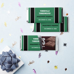 Green, Black and White Team Football Party Hershey Bar Favors
