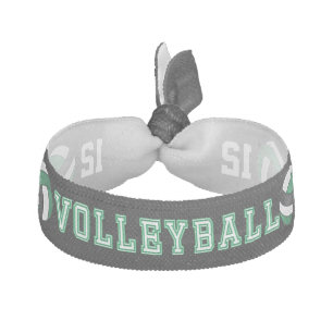 Green, Black and White 🏐 Volleyball Design Elastic Hair Tie