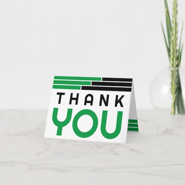 Green & Black Bars Graduation Thank You (Front)