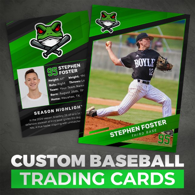 Green & Black Baseball Trading Card, Baseball Card (Creator Uploaded)