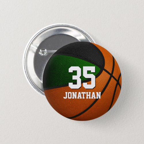 green black basketball player team colors  button