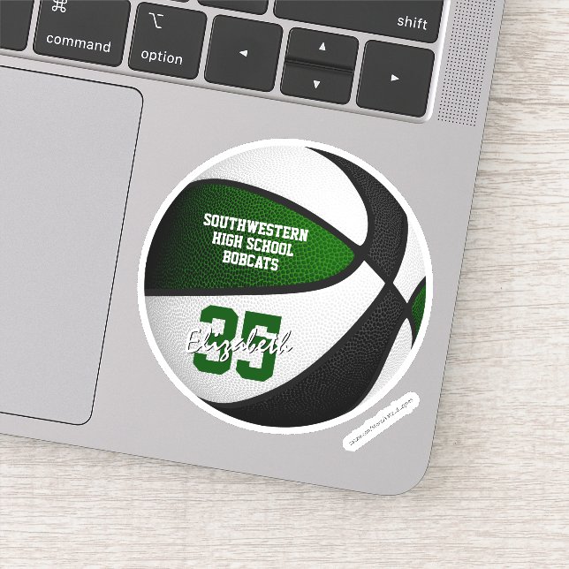 Green black basketball team colors girls boys sticker (Detail)