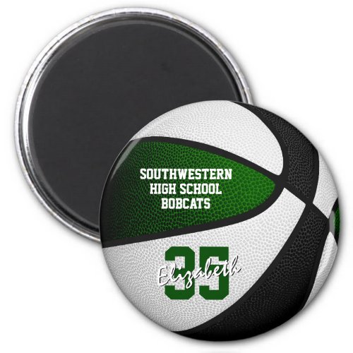 Green black basketball team colors magnet