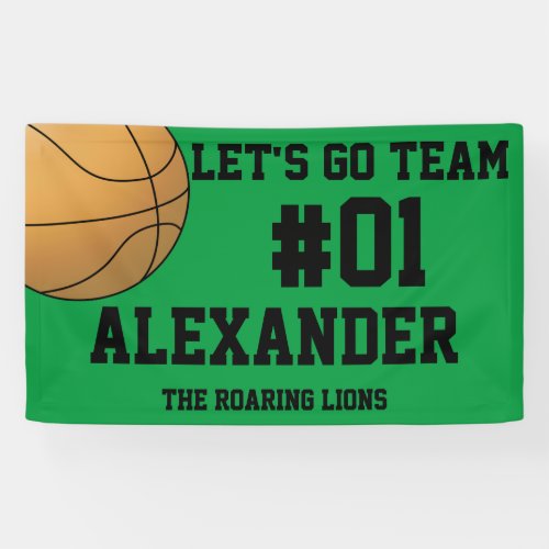 Green Black Basketball Team Spirit Banner