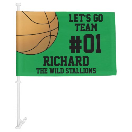 Green Black Basketball Team Spirit Car Flag