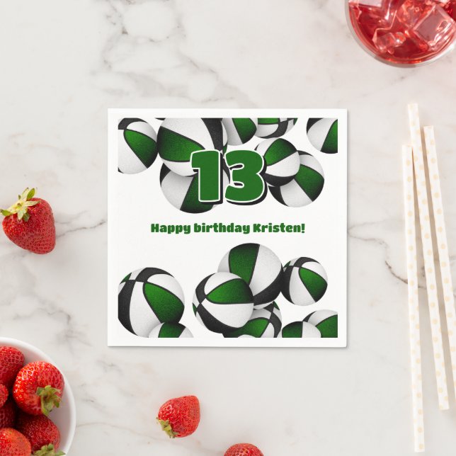 green black basketballs girls boys sports party napkins (Insitu)