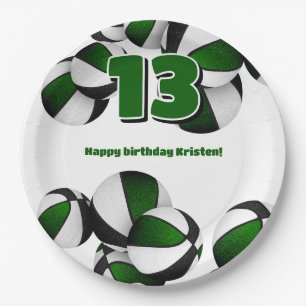 green black basketballs girls boys sports party paper plates