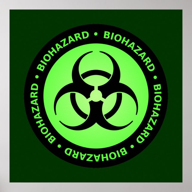 Green & Black Biohazard Symbol Poster w/ Text (Front)