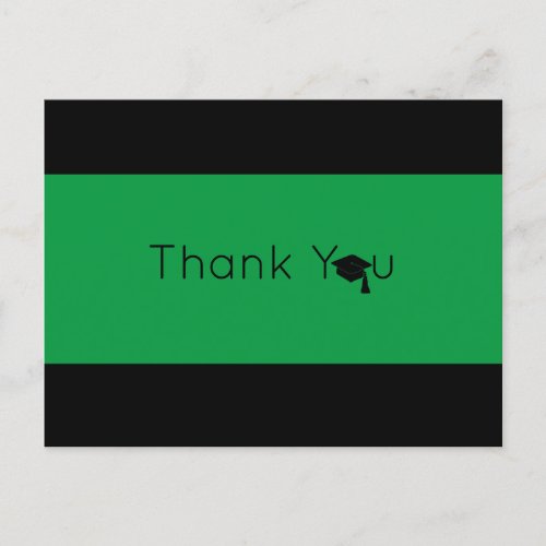 Green Black Bold Graduation Thank You Postcard