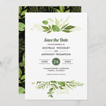 Green | Black Botanical Save The Date Cards by YourWeddingDay at Zazzle