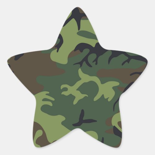 Green black brown camo camouflage military star sticker