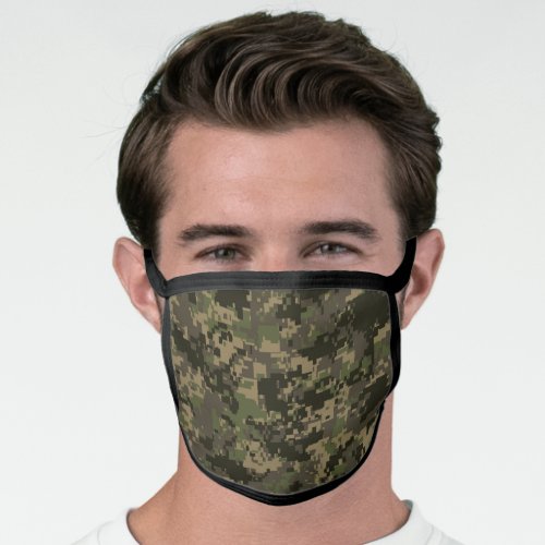 Green Black  Brown Pixel Camo Camouflage Face Mask