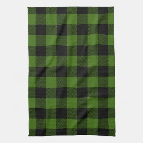 Green Black Buffalo Check Plaid Rustic Kitchen Towel