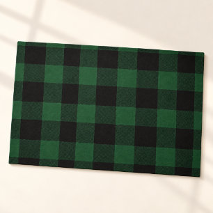 Green Black Buffalo Plaid Farmhouse Christmas Doormat