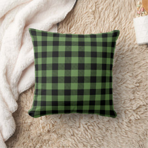 Green Black Buffalo Plaid   Lumberjack Pattern Throw Pillow
