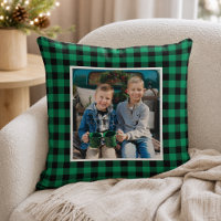 Green Black Buffalo Plaid Photo Christmas