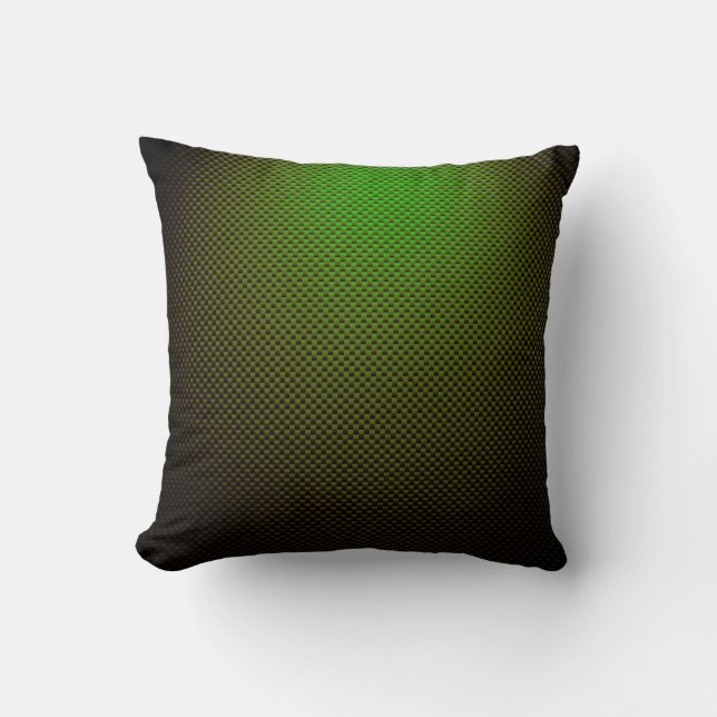 Green black  carbon fiber patterned throw pillow (Front)