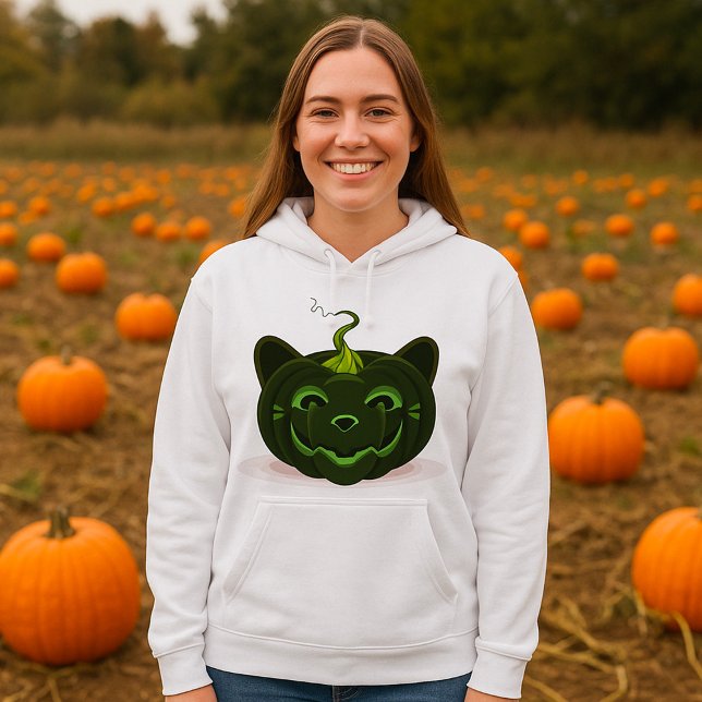 Green Black Cat Pumpkin Halloween Hoodie (Creator Uploaded)