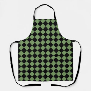 Green Black Checker Diamond Pattern Apron