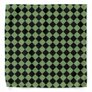 Green Black Checker Diamond Pattern Bandana