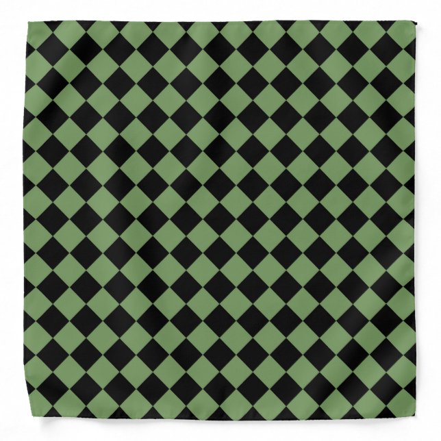 Green Black Checker Diamond Pattern  Bandana (Front)