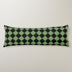Green Black Checker Diamond Pattern Body Pillow