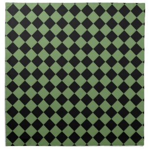 Green black Checker Diamond Pattern Cloth Napkin