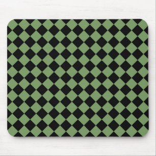 Green Black Checker Diamond Pattern Mouse Pad