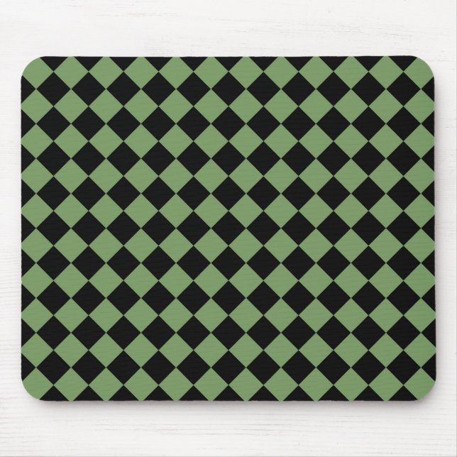 Green Black Checker Diamond Pattern  Mouse Pad (Front)